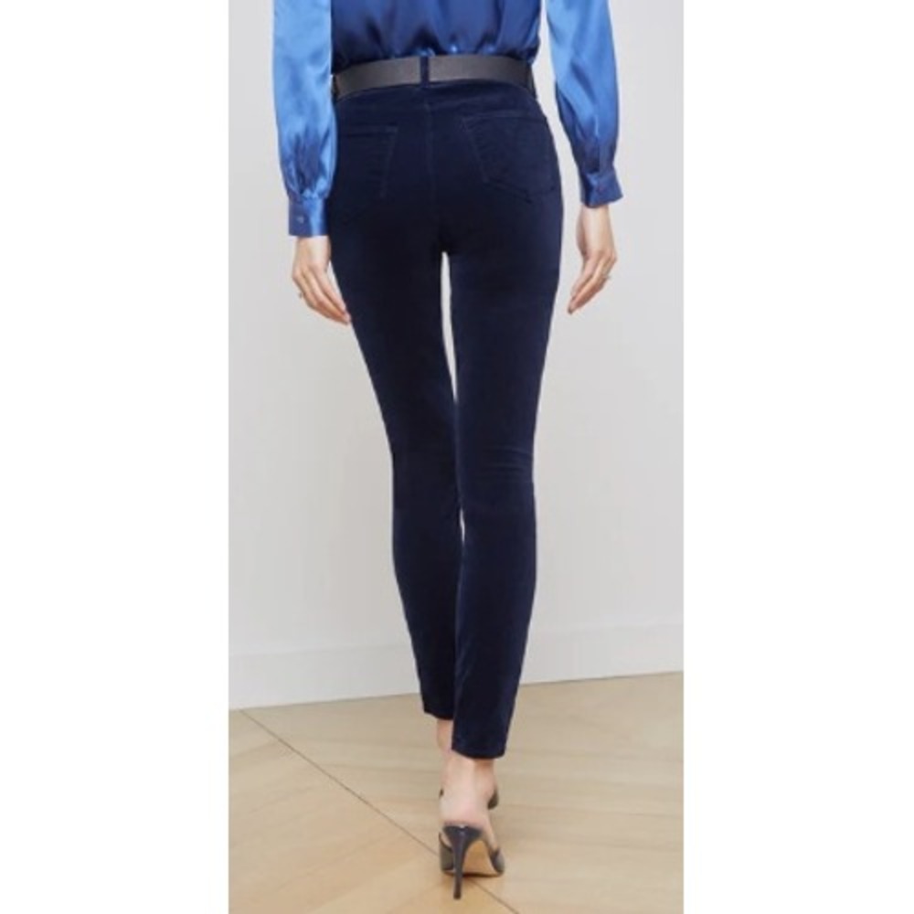 NWT L'AGENCE Monique Dark Navy Velvet Skinny Jeans Size 29 Ultra High Rise - Picture 8 of 8